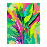 Pink Summer & Banana Leaves, Tropical Jungle Pop Of Color Nature, Forest Plants Bohemian Eclectic Watercolor Painting (Print Only) thumbnail