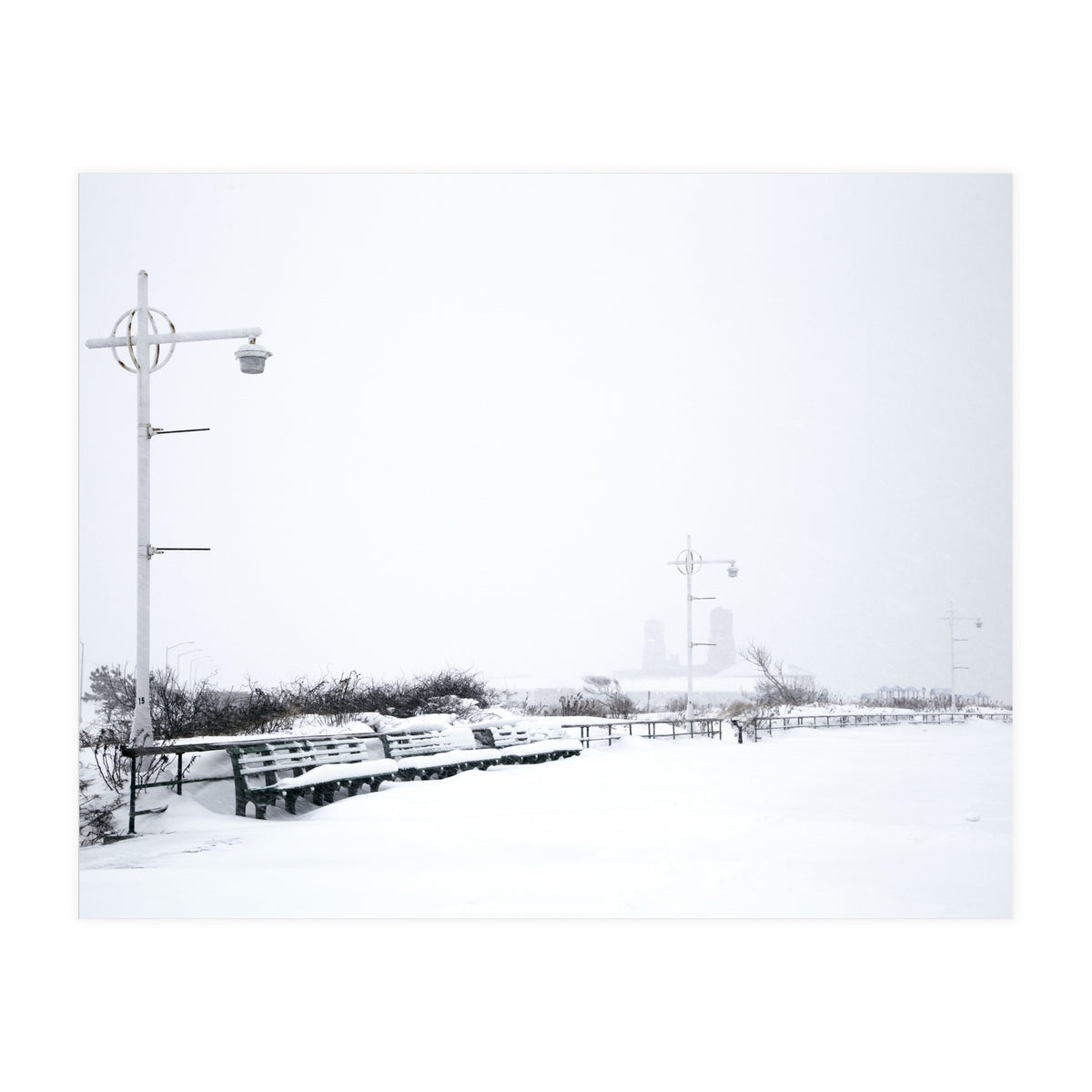 Street light and Bench in Winter snowscape (Print Only)