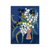 Floral contemporary still life dark blue (Print Only) thumbnail