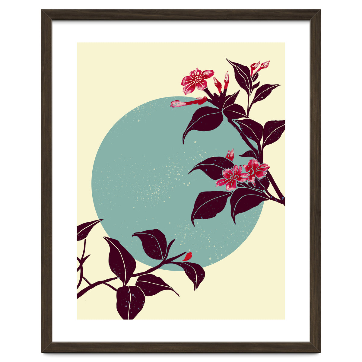 Pink flowers on a blue moon