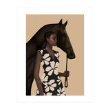 Woman In Bold Print With Black Horse (Print Only) thumbnail