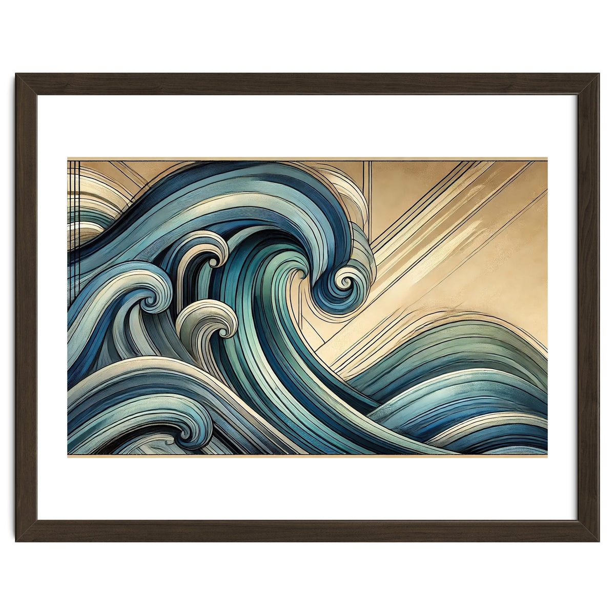 Art Deco Blue Ocean Waves
