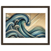 Art Deco Blue Ocean Waves