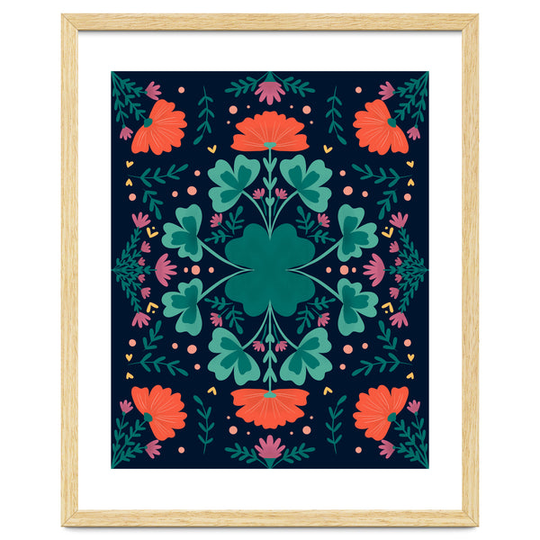 Clovers And Flowers Teal and Orange