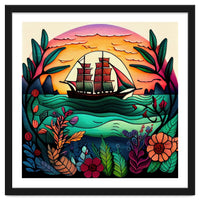 Folk Sunset Sailing Ship