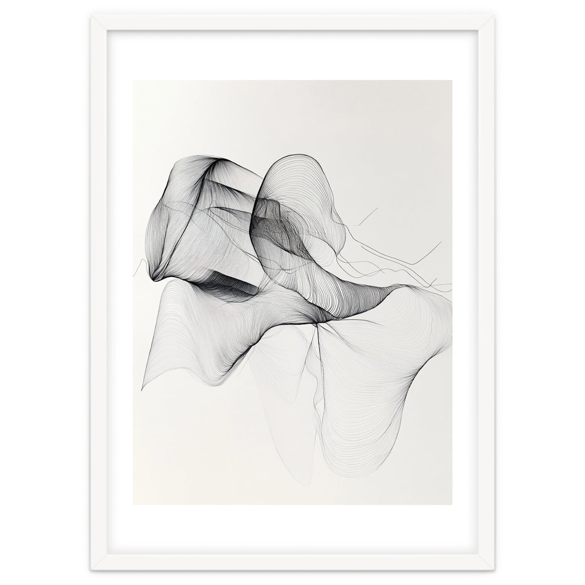 Abstract Black And White Flowing Lines Art