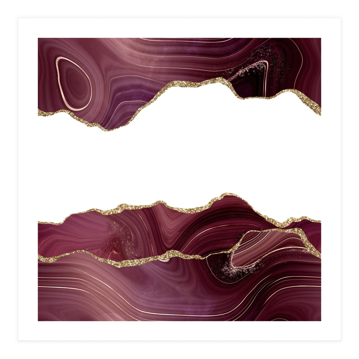 Burgundy & Gold Glitter Agate Texture 07 (Print Only)