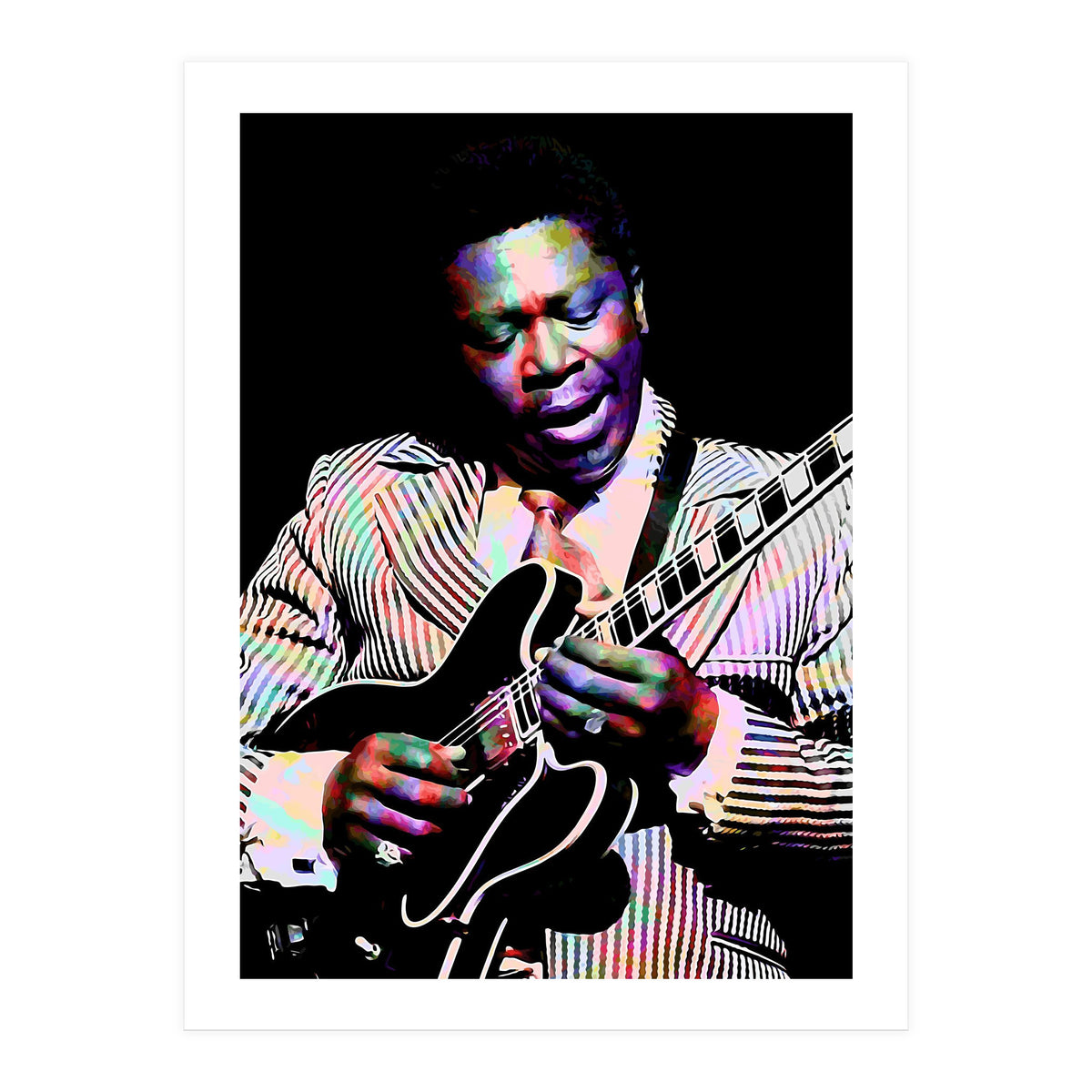 BB King. American Blues Guitarist in Colorful Art (Print Only)