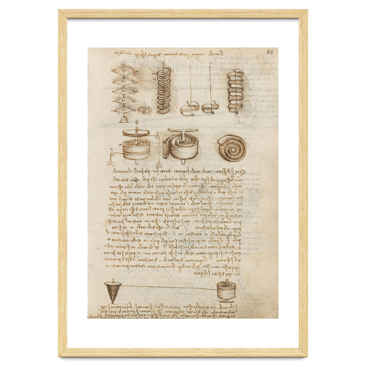 Folio f 85r. Codex Madrid I (Ms. 8937) "Treaty of statics and mechanics", 192 folios with 384 pag...