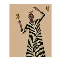 Woman With Birds And Zebra Pattern Dress (Print Only)