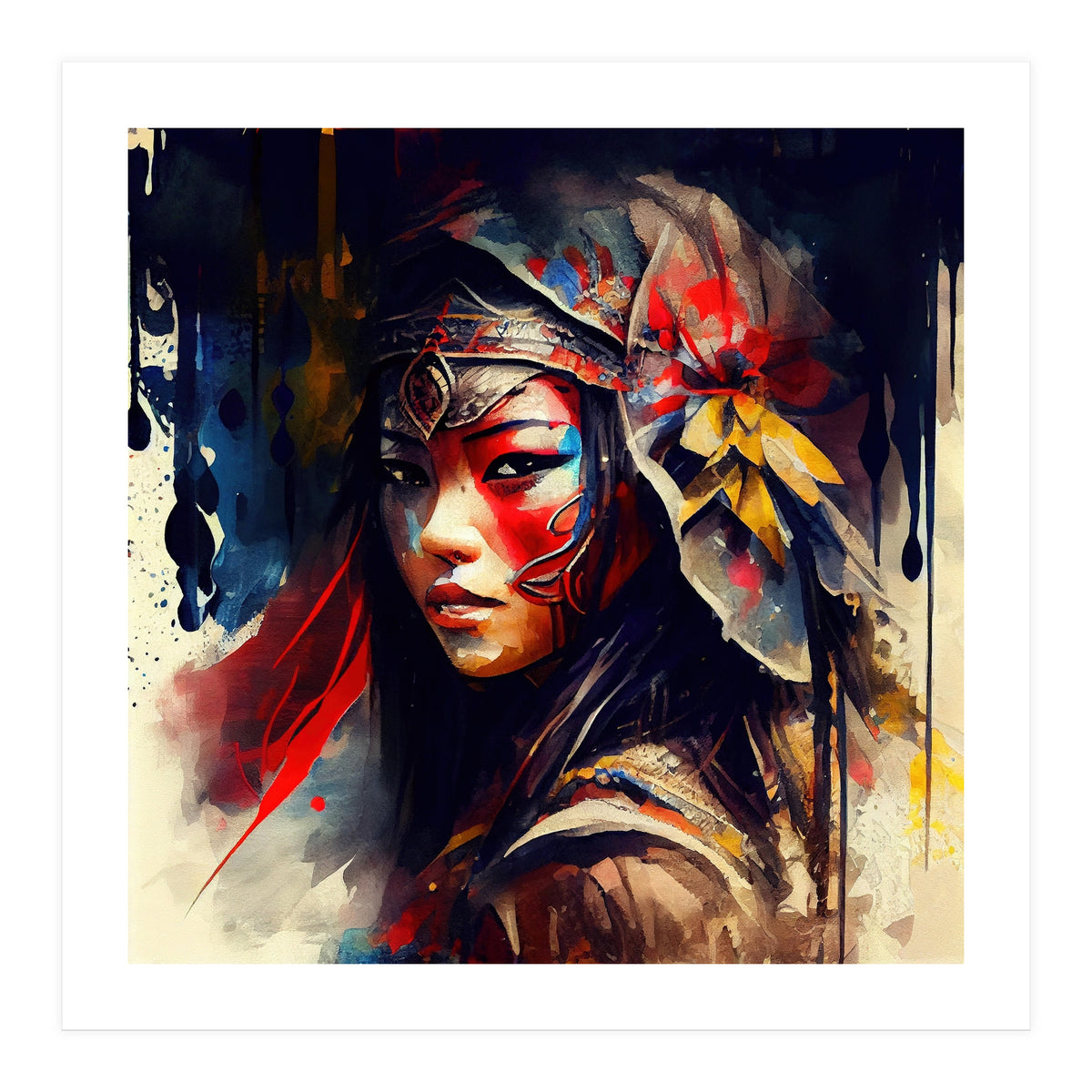 Powerful Asian Warrior Woman #2 (Print Only)