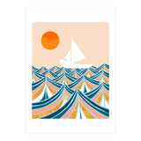 Set Sail, Ocean Boat Sailing Travel, Sea Cruise Summer Waves, Graphic Design Bohemian Modern Eclectic (Print Only) thumbnail