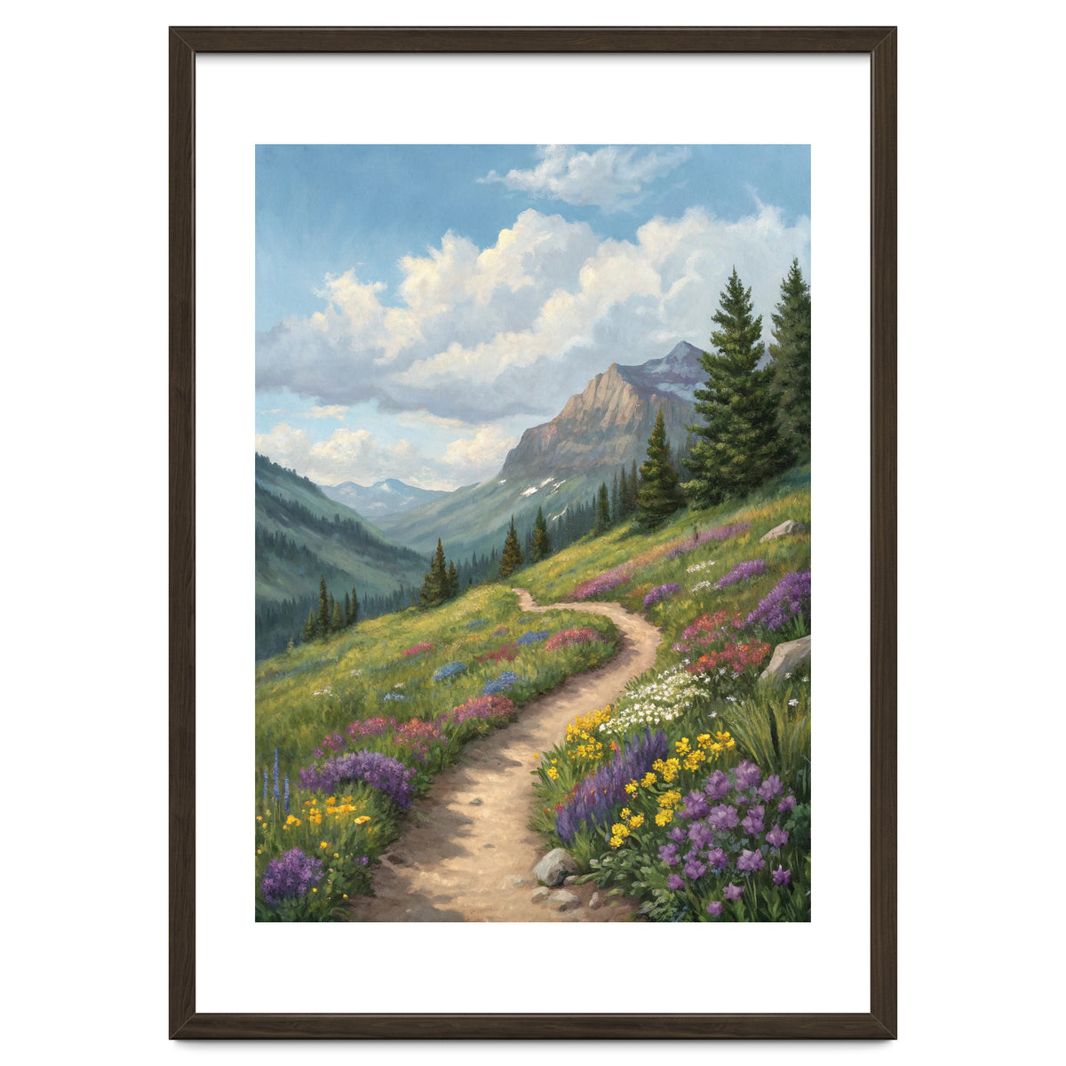 Serene Alpine Path Through Summer Wildflowers