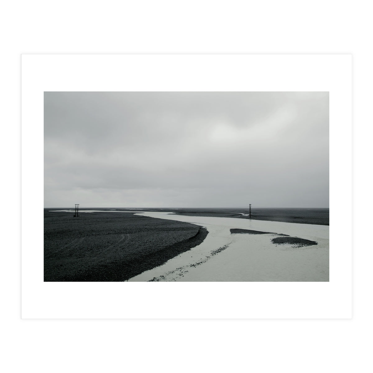 River passing through a black volcanic road - Iceland  (Print Only)