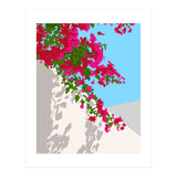Bougainvillea Blossom, Greece Tropical Summer Travel, Santorini Architecture White Buildings Floral Nature Garden (Print Only) thumbnail