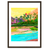 Tropical Backwaters Of Kerala, Nature Jungle Forest Landscape Painting, Dreamy Scenic Travel Lake Palm Bohemian thumbnail
