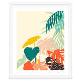 Tropical Nature, Botanical Pastel Jungle Plants Illustration, Minimal Bohemian Palm Monstera Forest thumbnail