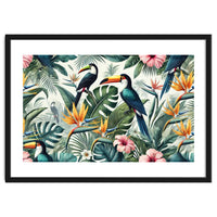 Tropical Toucans in Lush Jungle Foliage