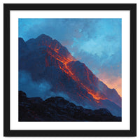 Dramatic Mountain Summit with Fiery Sunset Alpenglow