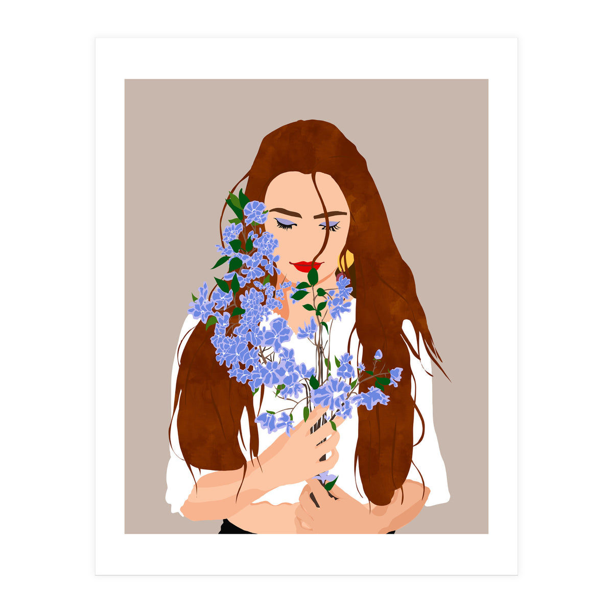 The Becoming, Nature Plants Bohemian Woman, Botanical Modern Mindful Self Care Self Love Positivity (Print Only)