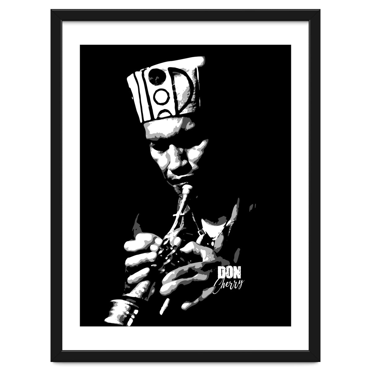 Don Cherry Trumpeter Jazz Music Legend in Grayscale