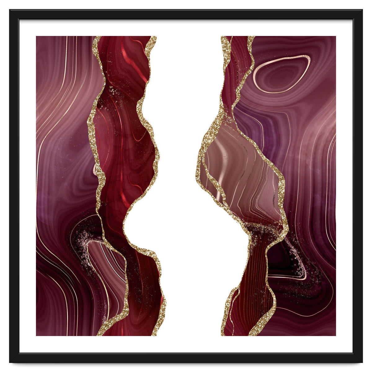 Burgundy & Gold Glitter Agate Texture 06