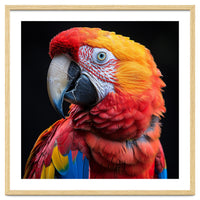 Scarlet Macaw Parrot Close Up Portrait Vivid Colors