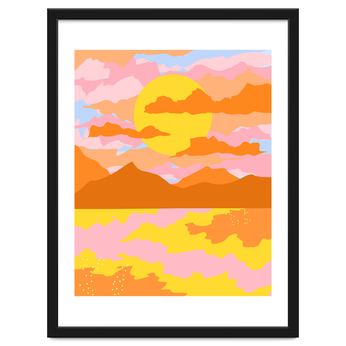 Colors Of The Sky, Sunset Sunrise Nature Landscape Illustration, Travel Adventure Bohemian Colorful