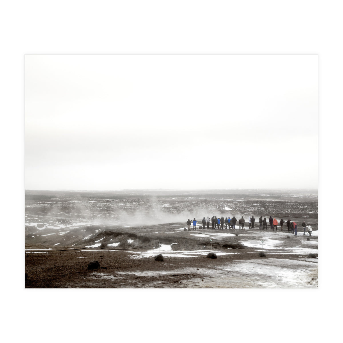 Tourists looking at the geyser - Iceland (Print Only)