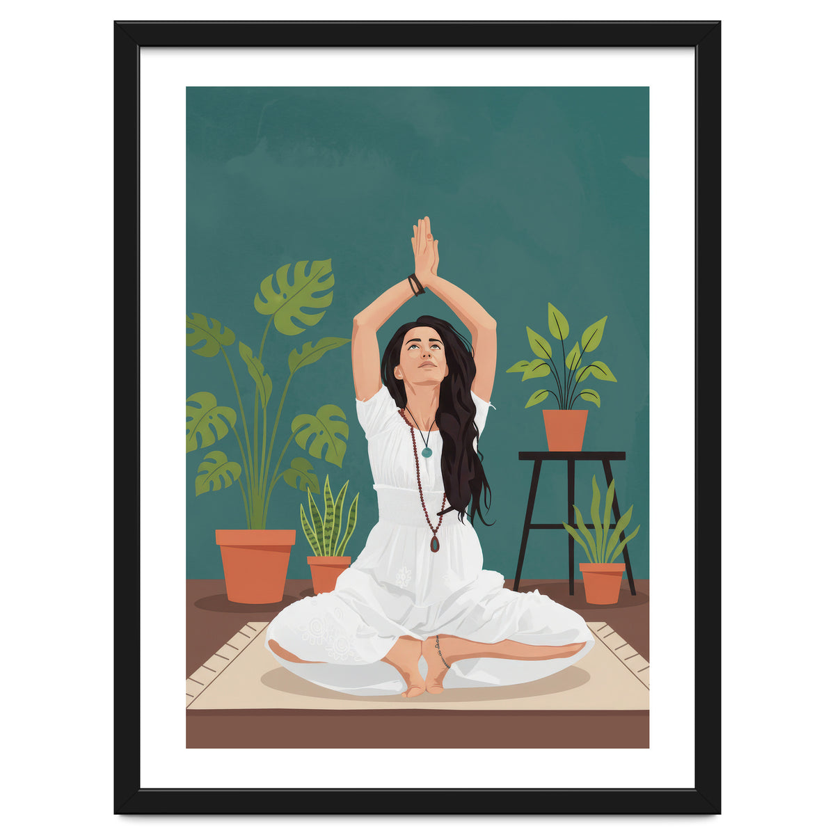 Serene Yoga Pose FitnessIllustration