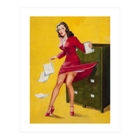 Pinup Girl In Office Accident (Print Only)