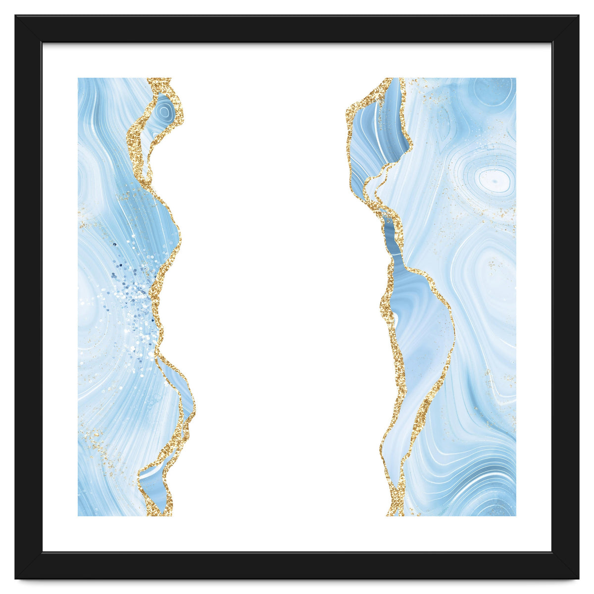 Blue & Gold Glitter Agate Texture 08