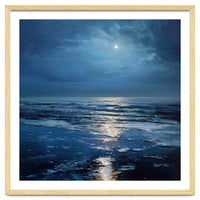 Midnight Blue Moonlit Seascape