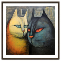 FURRY FRIENDS: GOLDIE AND CHARCOAL, lively duo of animated cats – green eyes, orange eyes. Whiskers charm.