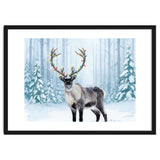 Reindeer with Christmas Lights, Deer Magical Winter Art thumbnail