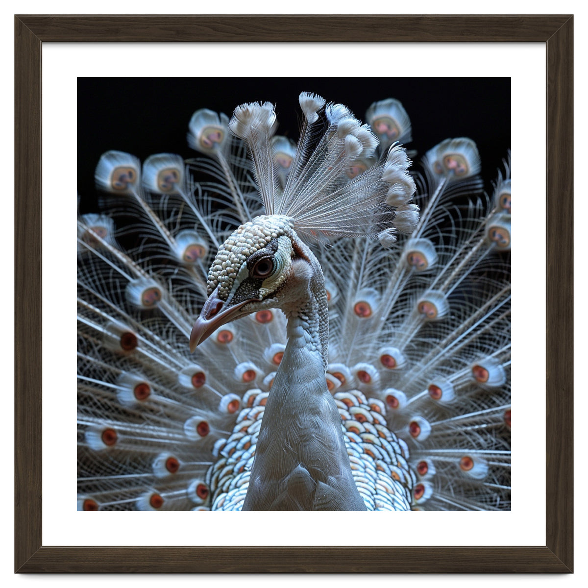 Albino Peacock Displaying White Feathers