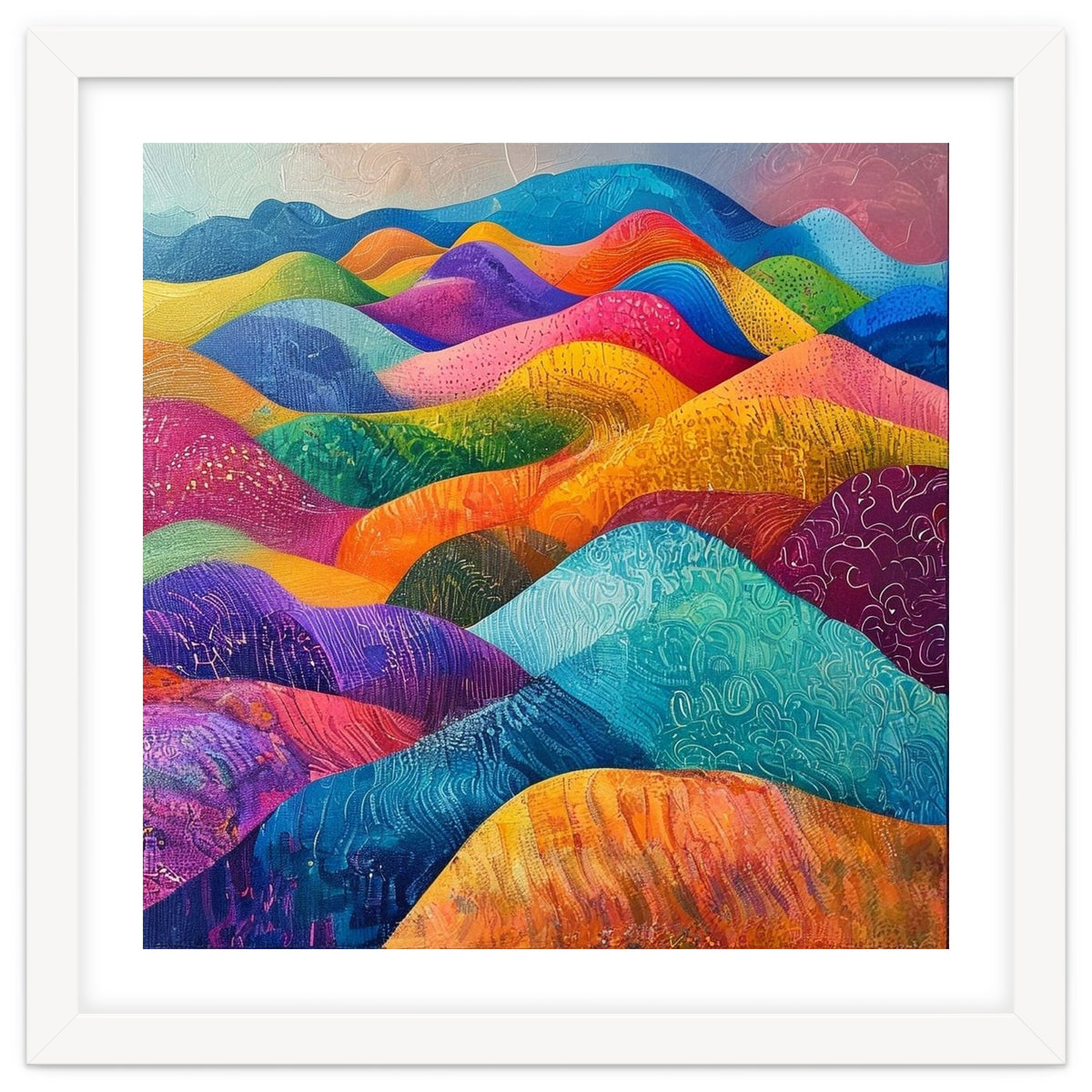 Vibrant Rainbow Rolling Hills Landscape
