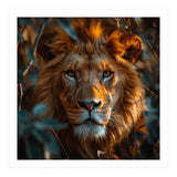 Close Up Majestic Lion Face Amidst Foliage (Print Only) thumbnail