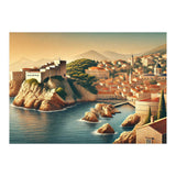 Vintage Croatia, Dubrovnik Coastal Poster (Print Only) thumbnail