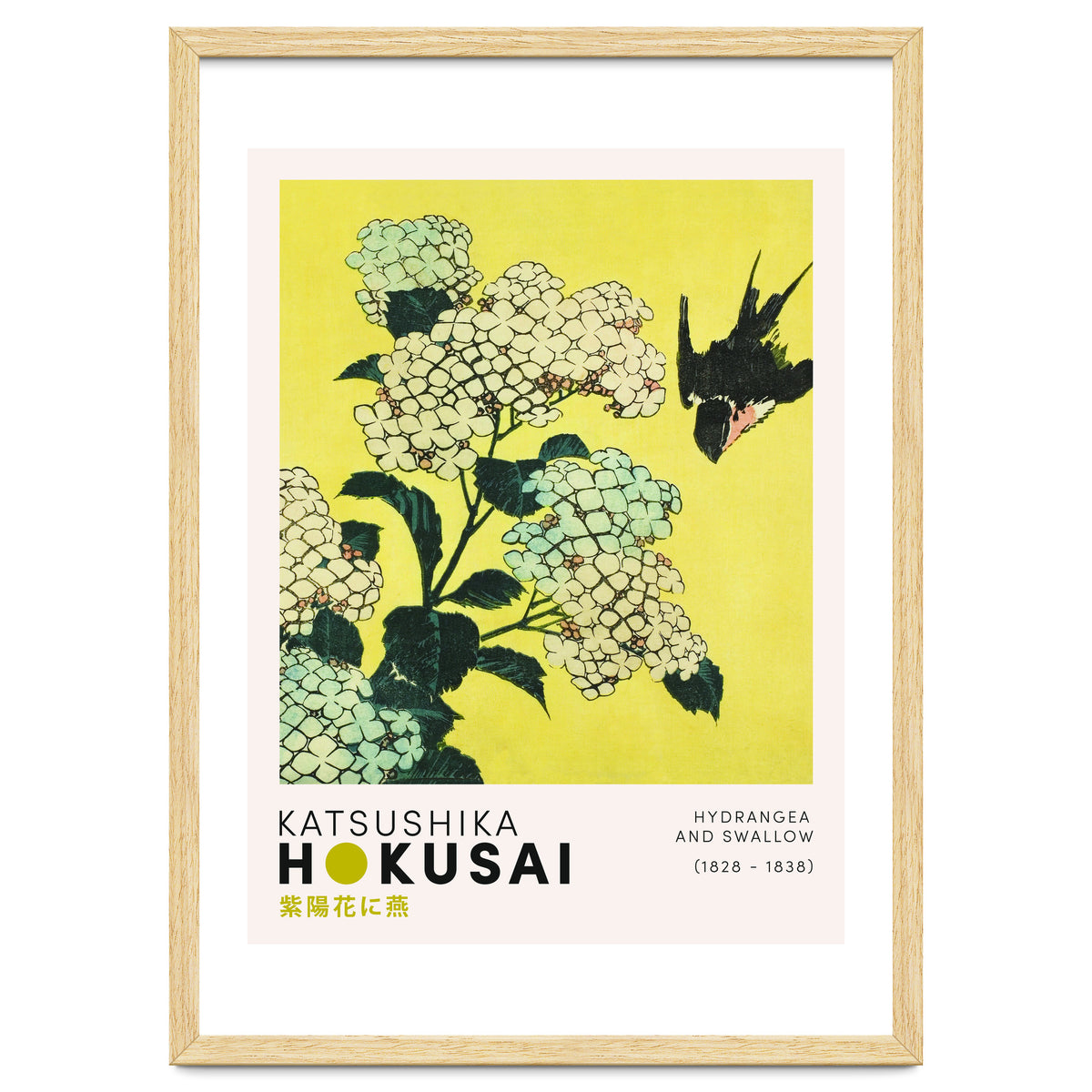 Katsushika Hokusai - Hydrangea and swallow