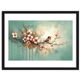 Bird Resting On Cherry Blossom Branch thumbnail