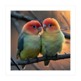 Two Lovebirds Perched On A Branch At Sunset (Print Only) thumbnail