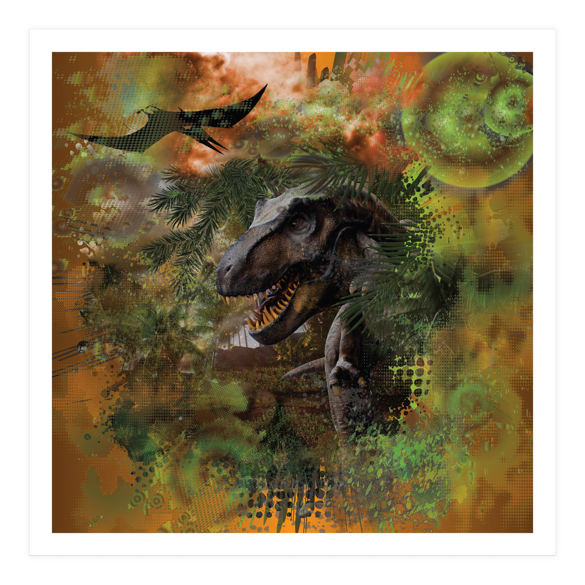 Dinosaur Jurassic T-Rex Collage (Print Only)