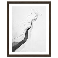 Abstract Black And White Ink Flowing Lines With Splatter