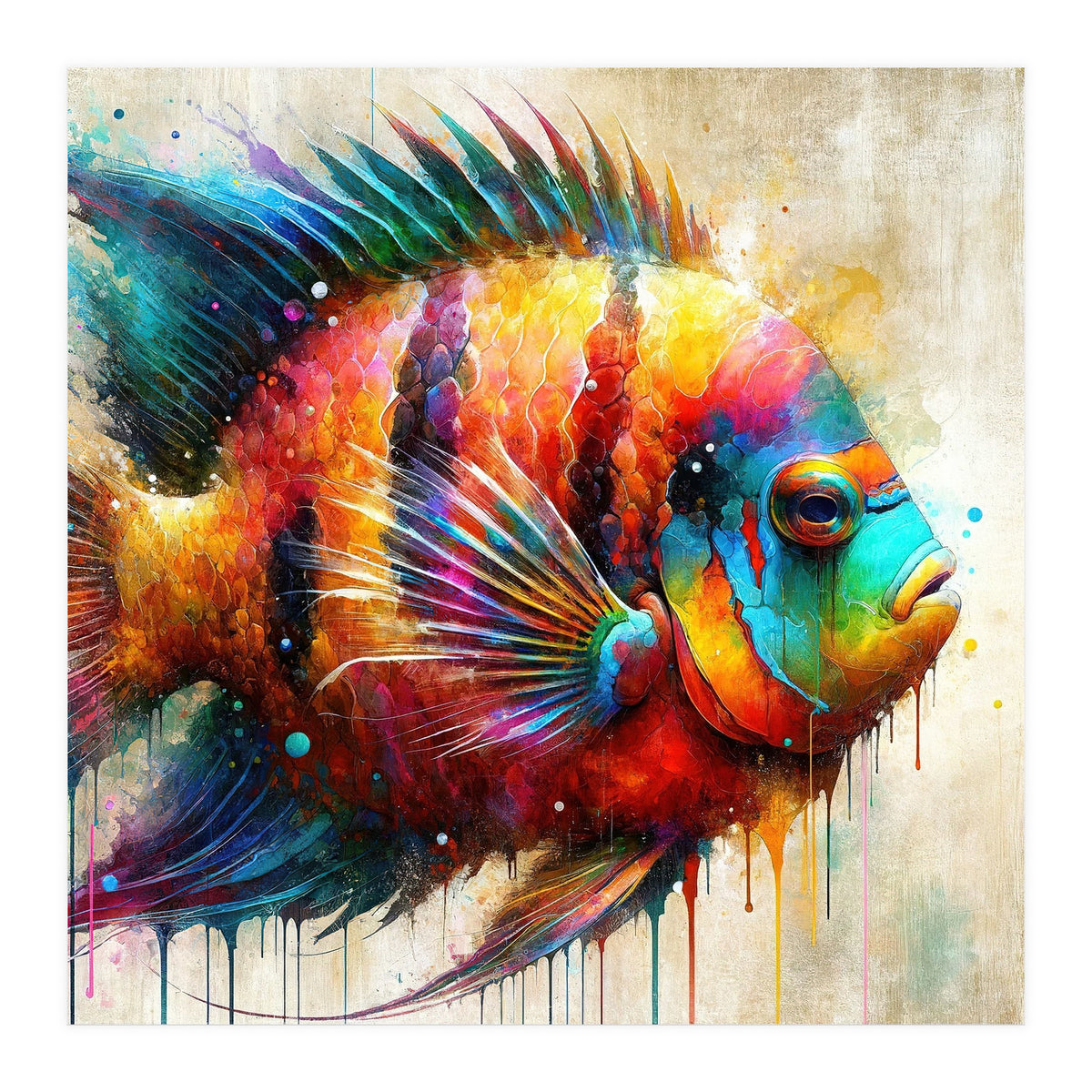 Colorful Tropical Fish Portrait (Print Only)