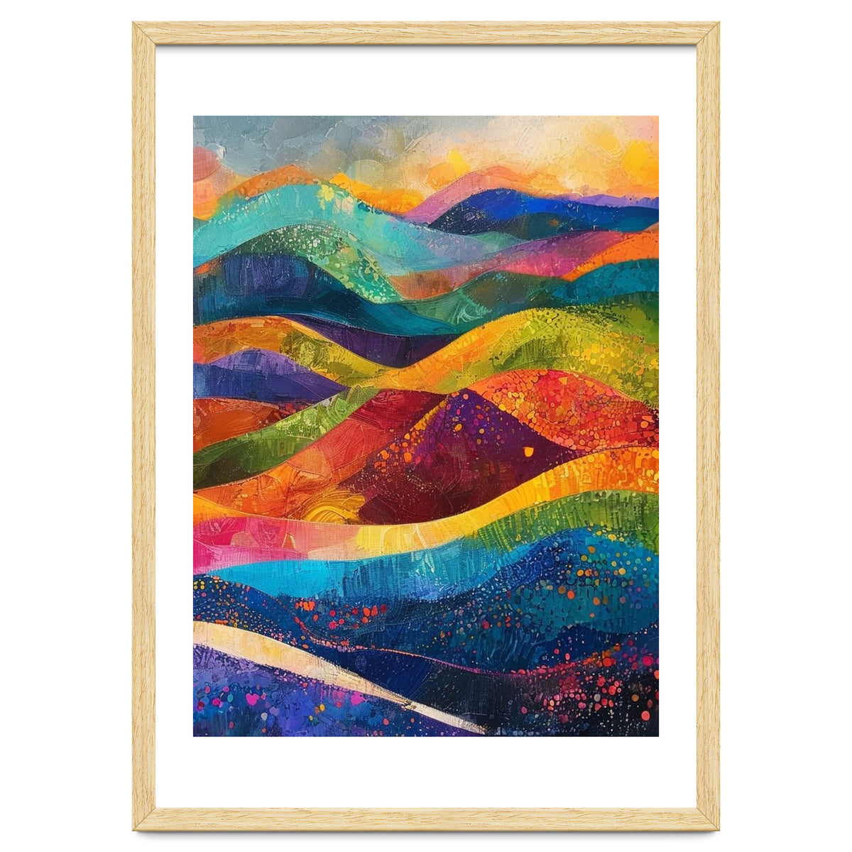 Vibrant Abstract Patchwork Landscape Art