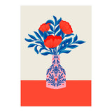 Poppies in a vase - red and blue (Print Only) thumbnail