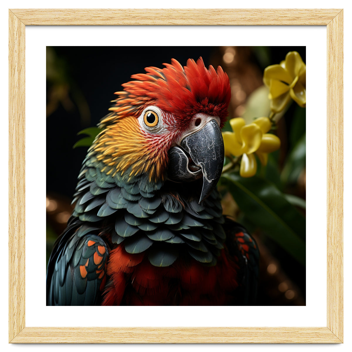 Vibrant Macaw Parrot With Red And Yellow