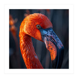 Close Up Flamingo Head Vibrant Orange Plumage (Print Only) thumbnail