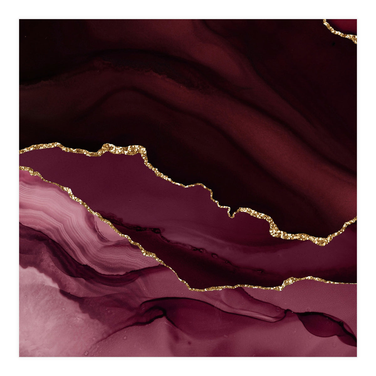 Burgundy & Gold Agate Texture 12 (Print Only)